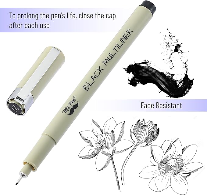 Mr. Pen- 0.25mm Micro Fine Point Pens, 4 Pack, Black Ink, Ultra Fine Point | Waterproof, Acid-Free, No-Smear Quick-Dry Fineliner Pens for Drawing, Sketching, Journaling, Outlines & Everyday Writing
