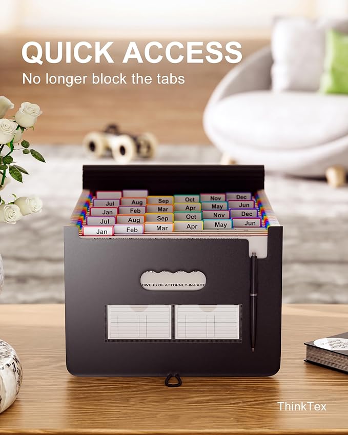 ThinkTex Accordion File Organizer, 26 Pockets Expanding File Folders | Colorful Tabs, Monthly Bill Receipt Documents Organizer, Letter/A4 Size for School, Home and Office, Classroom Must Haves