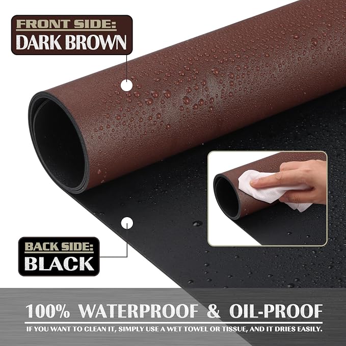 K KNODEL Large Office Desk Mat, Leather Mouse Pad (31.5"x15.7", Dark Brown) | Desk Pad, Keyboard Pad, Computer and Laptop Mat, Desktop Protector and Cover, Writing Pad and Blotter for Home Office
