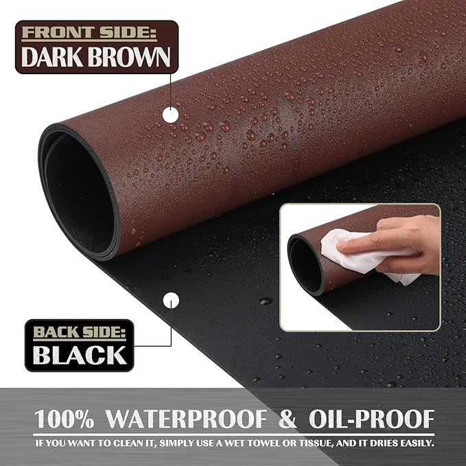 K KNODEL Extra Large Desk Mat, Leather Mouse Pad (35.4"x17", Dark Brown) | Desk Pad, Keyboard Pad, Computer and Laptop Mat, Desktop Protector and Cover, Writing Pad and Blotter for Home Office