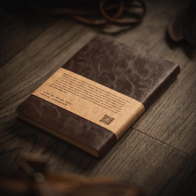 Odyssey Notebook Journal for Men - Lined Pages, 100 GSM Thick Kraft Paper, A5 Size, Brown Leather, Soft Cover