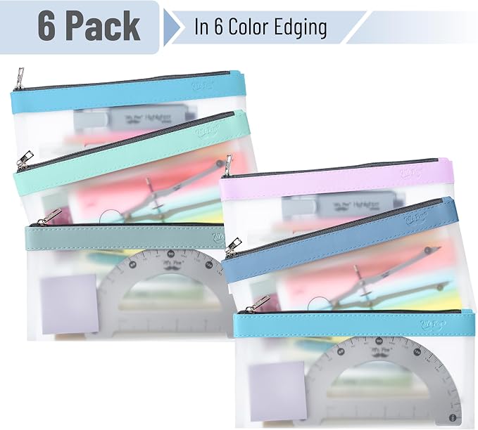 Mr. Pen- Clear Pencil Pouch, 8.50"x4.25", 6 Pack, Durable TPU Material | Medium Water-Resistant Pencil Bags with Smooth Zipper, Multipurpose Clear Pouch for Stationery, School, Office