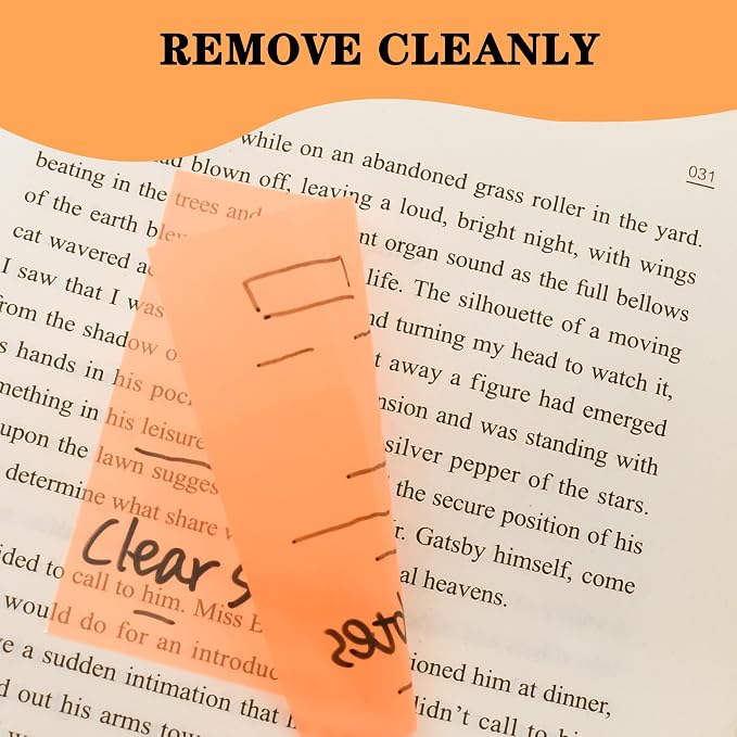 YOUDEFUL 800Pcs Transparent Sticky Notes, Bright Orange Clear Sticky Notes, 3"x3" Waterproof Translucent Sticky Note Pads, Index Tabs, Clear Post it Notes for Bible Study, See Through Sticky Notes