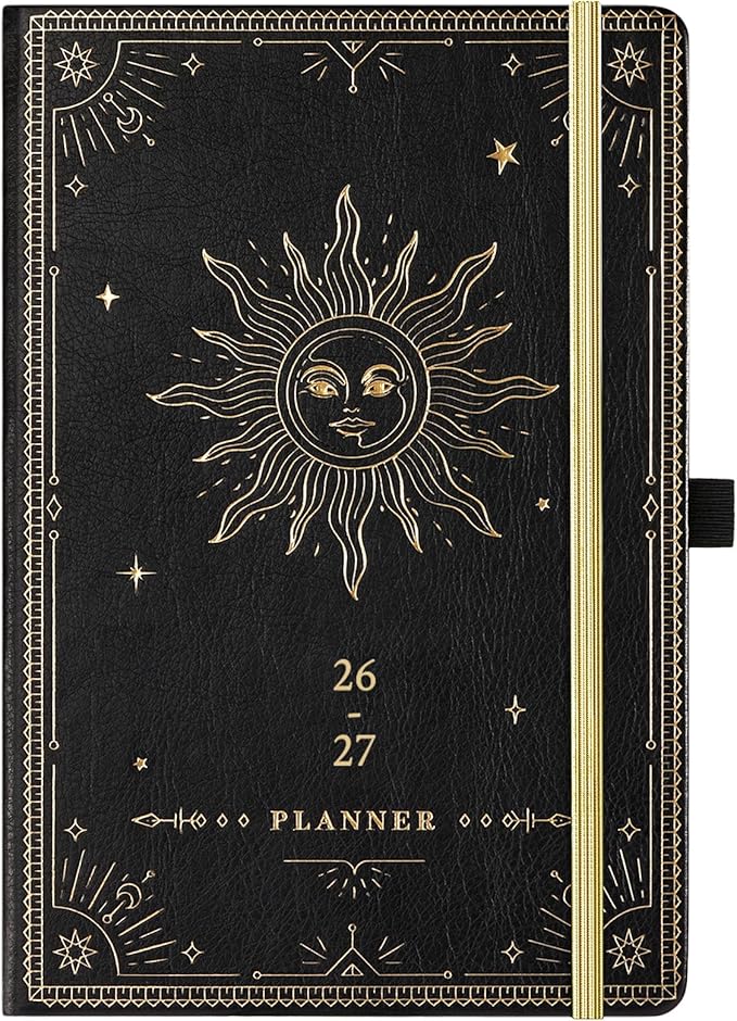 Planner 2026-2027 - Academic Planner 2026-2027, July 2026 - June 2027, 5.75" x 8.25", 2026-27 Weekly and Monthly Planner, Faux Leather planner 26-27 with Back Pocket & 40 Notes Pages - The Sun
