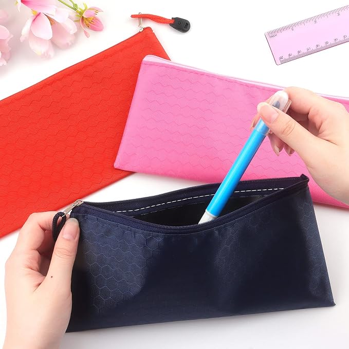 Tamaki 12 Pack Zipper Pouch, Bulk Waterproof Pouch Cases | Multi-Purpose Organizer Bags for Office Supplies, Travel Accessories