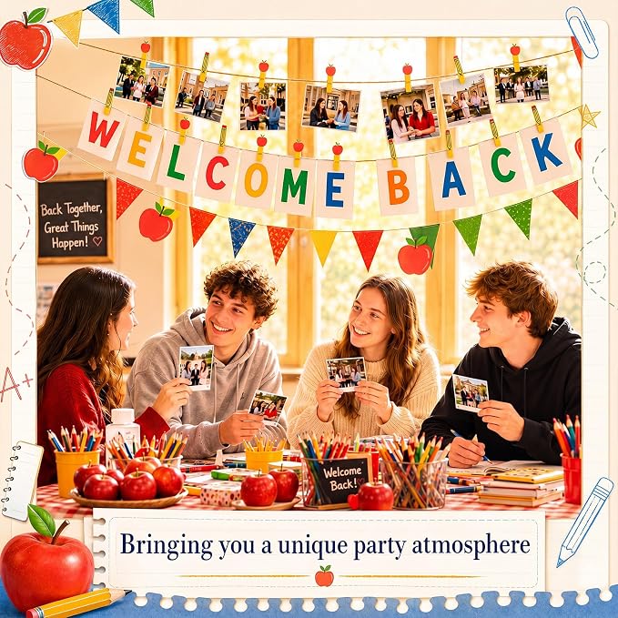 Mifoci 50 Pack Back to School Wooden Photo Clips with Twine, Apple and Pencil Shaped Clothespins for Classroom Decor, Student Work Display, Teacher Appreciation Gifts, Bulletin Board Party Decorations
