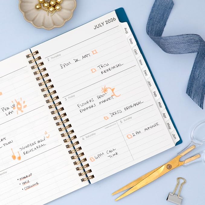 Blue Sky 2026-2027 Weekly & Monthly Academic Planner, 5"x8", Bakah Blue | July 2026 - June 2027, Flexible Cover, Wirebound, Laminated Tabs, Academic Year
