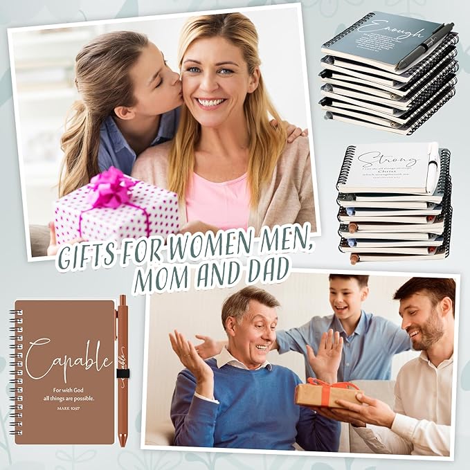 Kosiz 48 Sets Christian Gifts Bulk Christian Notebooks with Pens Inspirational Prayer Journals Bulk A6 Spiral Small Notepads for Women Men Church Members Bible Study Groups (Boho Color)