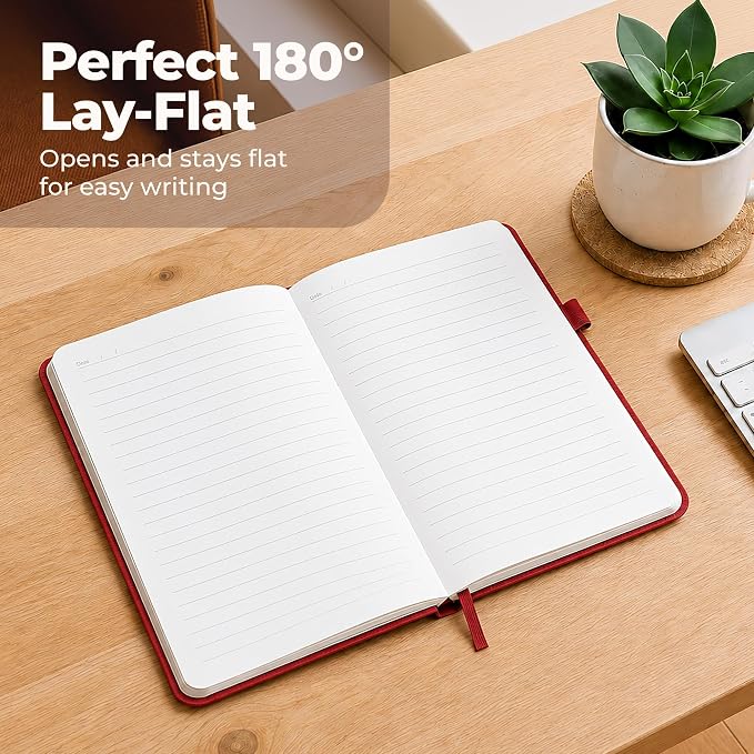 A5 Premium Leather Journal Red 5.8x8.3" Lined Leather Notebook 300 Pages | Journal for men & women, leather bound journal for men, journal notebook. Durable notebook for everyday writing.