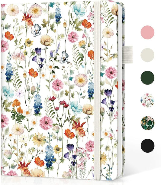 Taja Lined Journal Notebook for Women & Men, Hardcover Leather Journal for writing, A5 College Ruled Notebook for Work & Note Taking, Perfect for Office School Home Supplies, 160 Pages, Garden