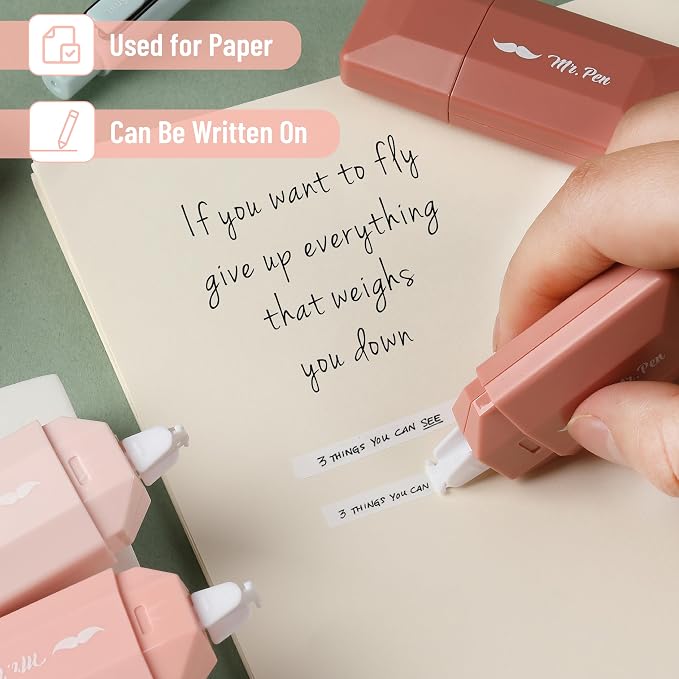 Mr. Pen- Correction Tape, 0.2" x 236", 6 pcs, Mocha Blush | Cute Correction Tape