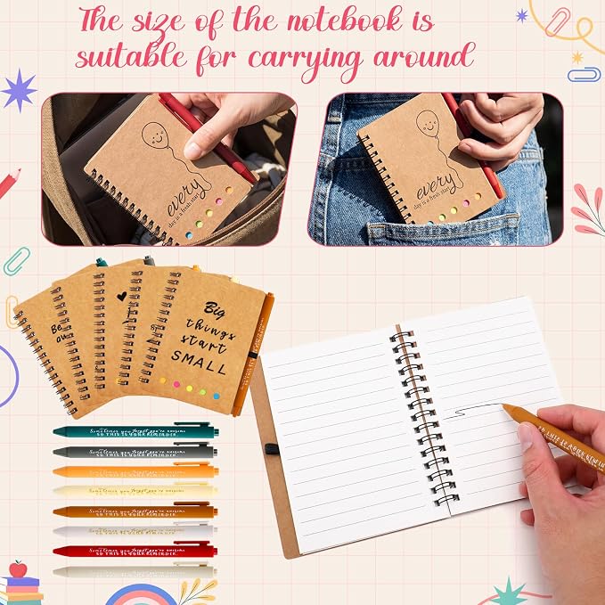 Resurhang 24 Set Back to School Gifts Bulk Teacher Appreciation Inspirational Notebooks Mini Journals with Pens Thank You Gifts for Students Employee Coworker Staff Office Supplies