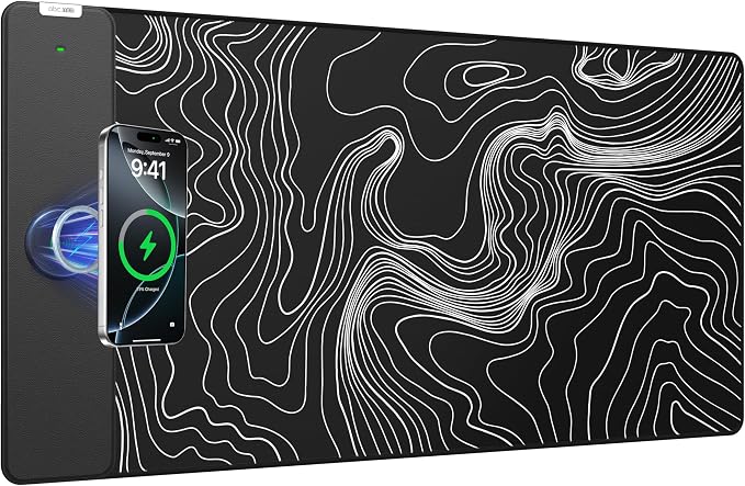 Magnetic Wireless Charging Mouse Pad, 31.5"x15.8" Large Desk Mat | Waterproof Mousepad, Smooth Glide, Stitched Edge, Non-Slip Rubber Base, Desk Pad Computer Keyboard Mat, No Adapter