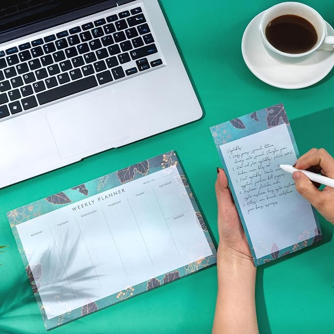 Undated Weekly Planner Notepad 10x7 To Do List Note Pad 52 Weekly Desk Planner Calendar Tear Off Daily Planning Pad for Work,School,Home,Ofiice Supplies, Matching Notepad,Green