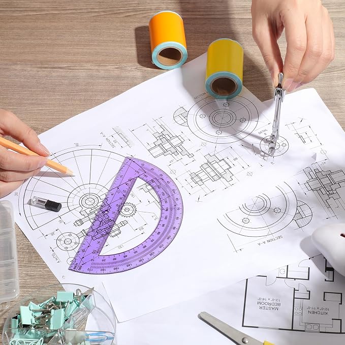 EBOOT Student Geometry Math Set, Drawing Compass and 6 Inch Swing Arm Protractor 180 Degree Math Protractor (Purple)
