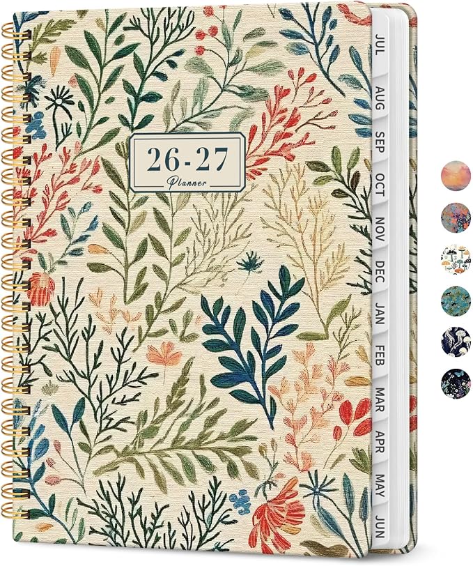 Planner 2026-2027, Academic Year Weekly and Monthly Calender Planner, from Jul 2026 - Jun 2027, Spiral Bound School Planning Book, Perfect for Teacher, Student, Women & Men, A5 (6.3" x 8.5"), Herbs