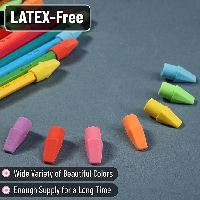 Mr. Pen- Pencil Erasers Toppers, 120 Pack, Colorful, Latex Free, No Smudge | Mr Pen Erasers for Pencils