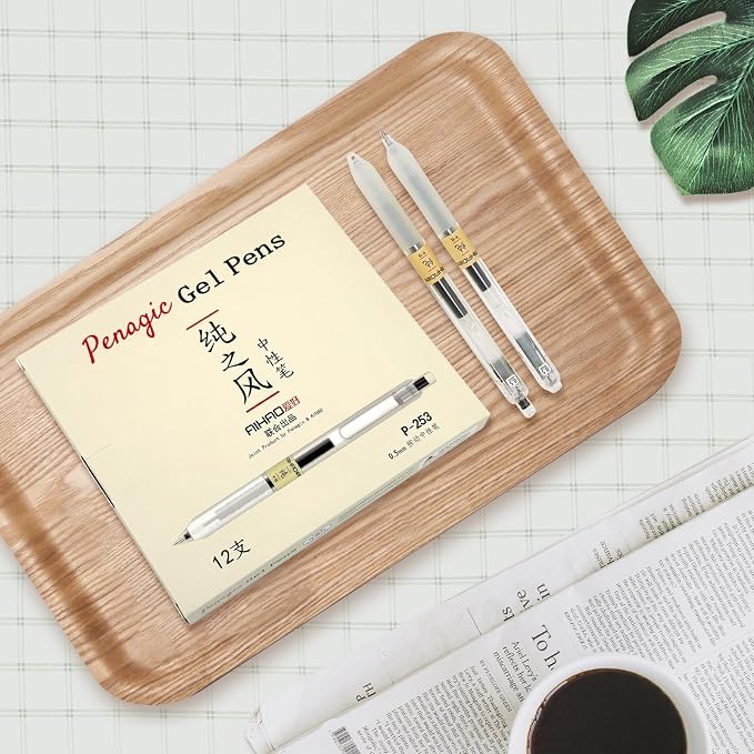 12 Pcs, Gel Pens 0.5mm, Retractable Pens, Black Pens 0.5 Fine Point, Style of Japanese Gel Pen, Retractable Gel Pens for Asian Korean Japan Office School Supplies | Style of Japanese Gel Pen, Retractable Gel Pens for Asian Korean Japan Office School Su...