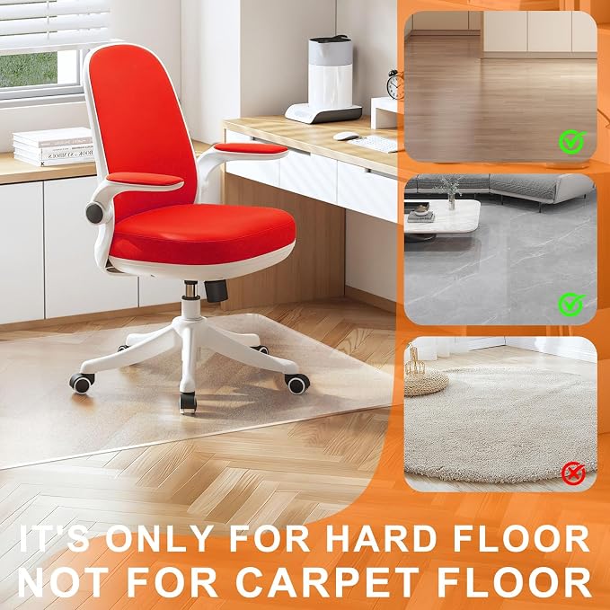 Clear Chair Mat for Hard Floor, 36" x 48" Heavy Duty Desk Mat, Rectangle | Durable Thick PVC, Anti-slip Grip Backing, Smooth Rolling Surface, Scratch-resistant Surface