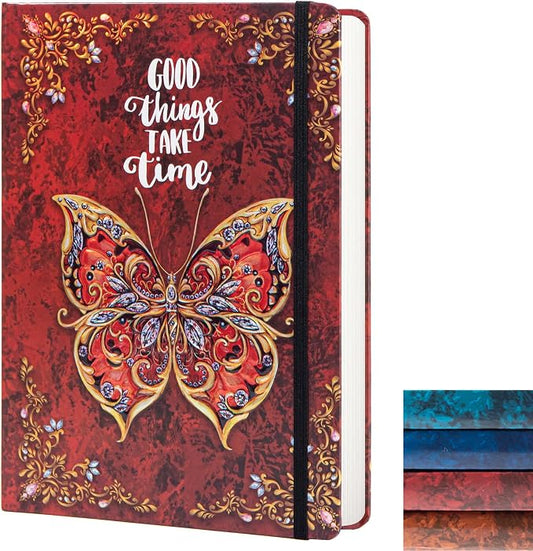 B5 Hardcover Journal for Women & Men -Butterfly Aesthetic Lined Notebook | 192 Pages Thick 80gsm Paper Writing Journal for Office, School, Travel Notes & Gift-9" x 6.9