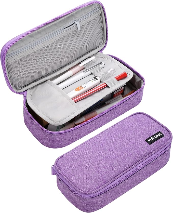 YOKUMA Pencil Case,Large Capacity Pencil Pouch,Aesthetic Zipper Pencil Box, Back to School Supplies for College Student Teen Adults,Travel Essentials,Electronic Cable Organize