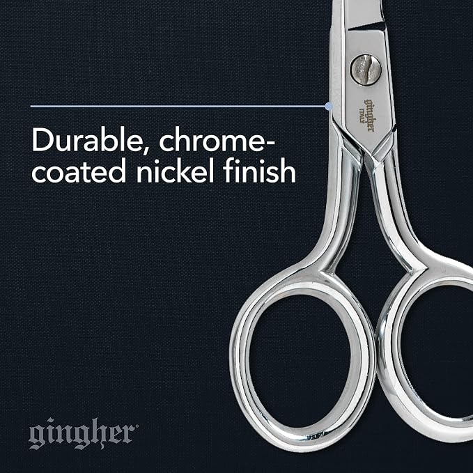 Gingher 4" Curved Embroidery & Applique Scissors for Crafting & Sewing