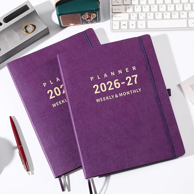 Planner 2026-2027 - Academic Planner 2026-2027, 8.5" x 11", July 2026 - June 2027, Planner Daily Weekly and Monthly, Pen Holder, Pocket, 25 Notes Pages, Faux Leather Cover