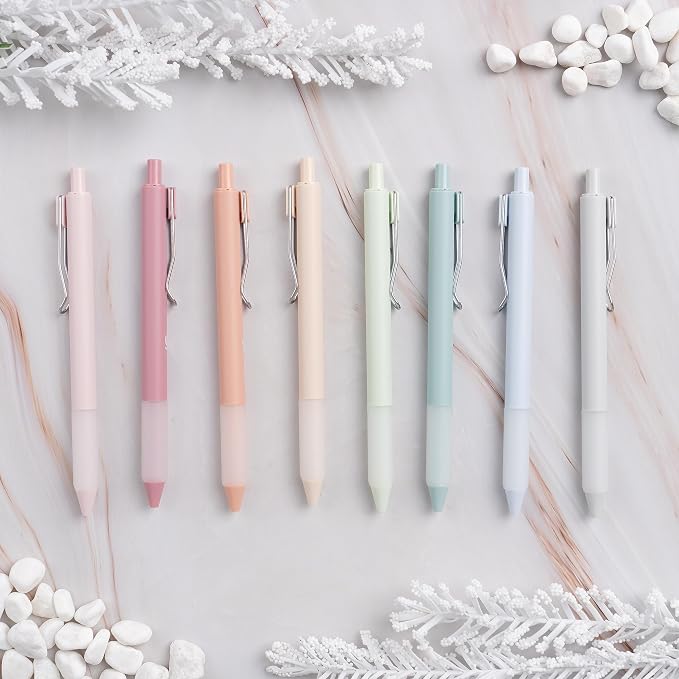 BLIEVE Bible Pens No Bleed Through Thin Pages, Pastel Gel Pens, 8 Pack | Fast Dry Ink, Matte Finish, Smooth Writing,No Bleed, For Journaling, Bible Notes, Drawing - Colored Ink