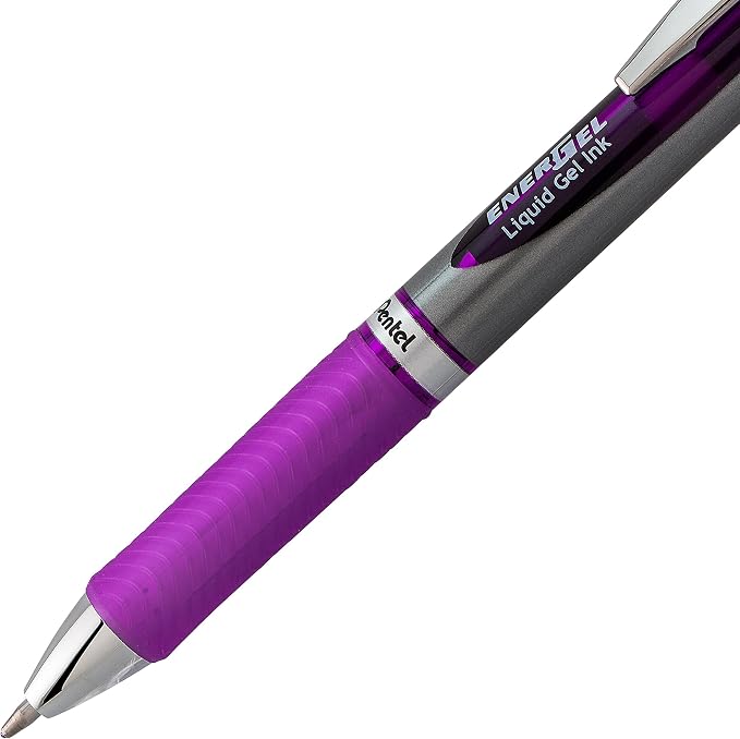 Pentel Energel RTX Retractable Liquid Gel Pen, Bold Line, Metal Tip, Violet Ink Pack of 2 (BL80BP2V)