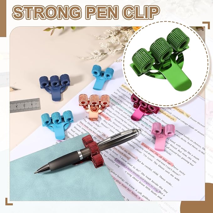 PATIKIL 2Pcs Pen Clip, 3 Holes Pen Holder Clip Metal Portable Spring Loop Organizer Universal for Notebook Journal Highlighter Office Business Pocket Clipboard Whiteboard, Green