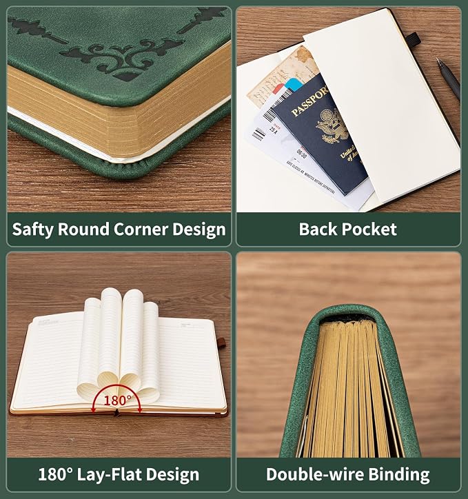 Lined Journal Notebook for Women Men, A5 Hardcover Leather Journals for Writing, 200 Pages Thick Paper, Daily Journal Notebook for Work, School, Note Taking, Business, Travel, College Ruled