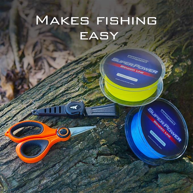 KastKing Paradox 5.5-Inch Fishing Scissors | Braided Line Cutters, w/Sheath, Super Sharp 3CR13 Japanese Stainless Steel Blades, Non-Slip TPR Handles, Includes Lanyard