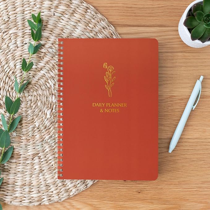 Simple Daily Planner Undated & To Do List Notebook for Work: With Hourly Schedule - 6.5x9.25" Terracotta - Aesthetic Planner Notebook for Life Tasks - Day & Hour Agenda, Organizer Notepad Journal