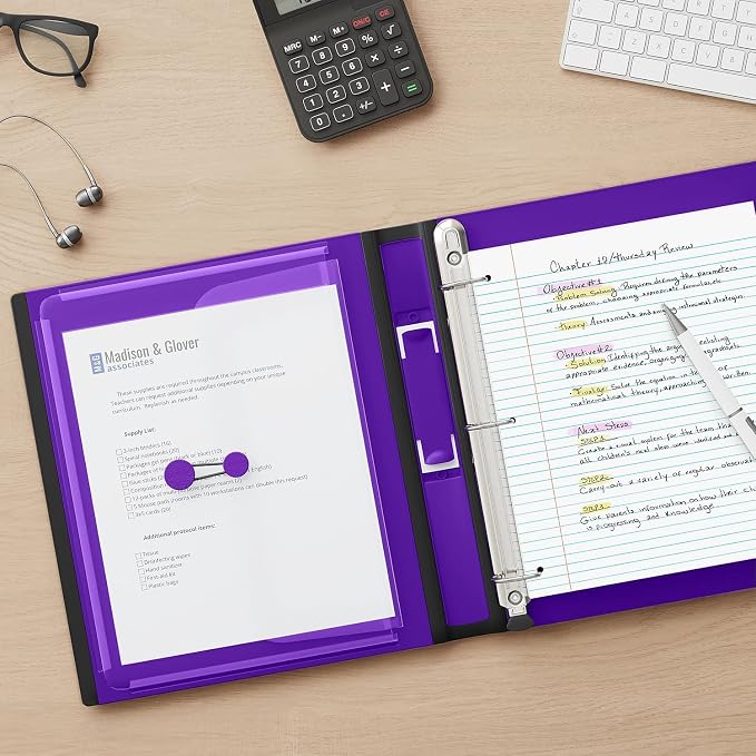 Staples Better Binder 1-Inch D-Ring View Binder, Reinforced Spine, Holds Up to 275 Sheets, Purple, for Office & School