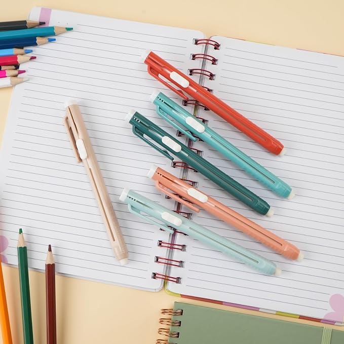 Mr. Pen- Retractable Mechanical Eraser Pens, 6 Pack, Coral Colors | Latex-Free Precision Pencil Erasers for Artists, Students, Drawing, Sketching & Drafting