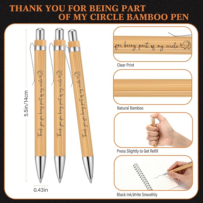 Harloon 5 Sets Thanksgiving Elephant Friendship Gift Friendsgiving A6 Spiral Notebook with Elephant Bamboo Pen Employee Appreciation Gifts for Staff Team Coworker Teachers