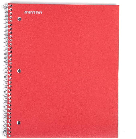Mintra Office Durable Spiral Notebooks, 1 Subject, (Red, 4x4 Graph 1pk), 100 Sheets, Poly Pocket, Moisture Resistant Cover, School, Office, Business, Professional