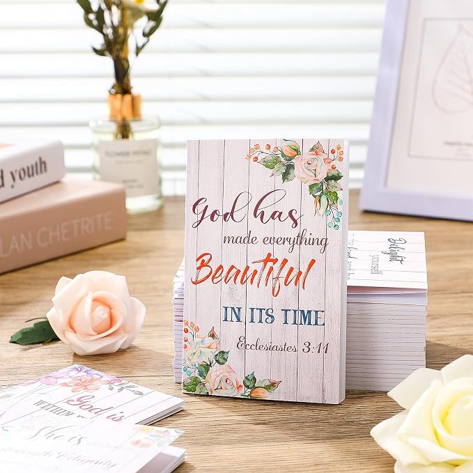 Containlol 16 Pcs Flower Daily Prayer Gift for Women, Bible Verse Notebooks Rustic Floral Inspirational Scripture Quotes Pocket Notepads, School Office, 4.9 x 3.1 Inches(Cute Style)