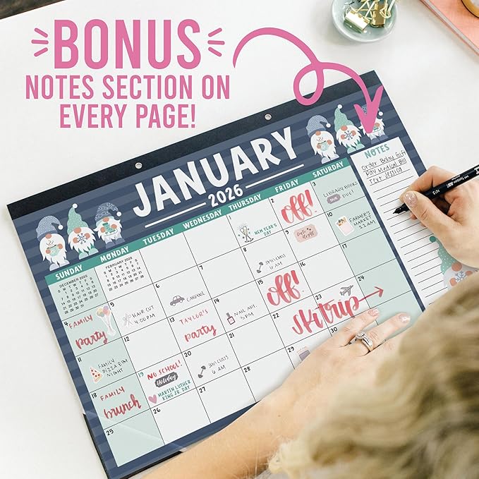 Hadley Designs Large Teacher Desk Calendar 2026-2027 - Desktop Calendar 2026, 18-Month Academic Desk Calendars for School, Home & Office, Cute Classroom Must Haves, Back to School Teacher Gifts