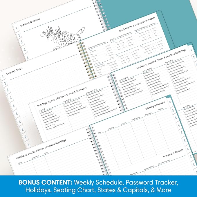 Blue Sky 2026-2027 Weekly & Monthly Academic Planner, 8.5"x11", Dots | July 2026 - June 2027, Clear Pocket Cover, Wirebound, Laminated Tabs, Storage Pocket, Academic Year, Teacher Lesson Planner