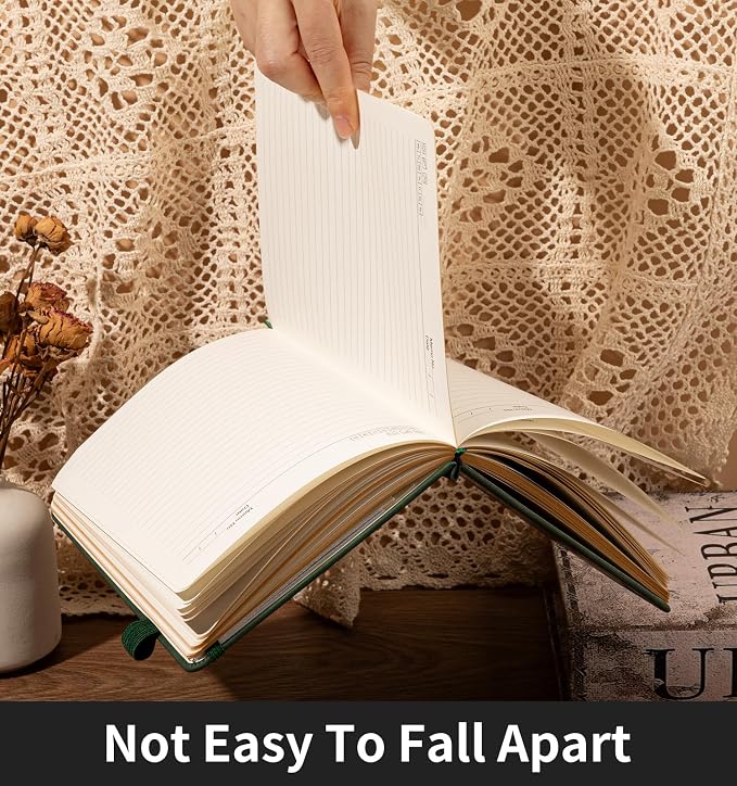 Lined Journal Notebook for Women Men, A5 Hardcover Leather Journals for Writing, 200 Pages Thick Paper, Daily Journal Notebook for Work, School, Note Taking, Business, Travel, College Ruled