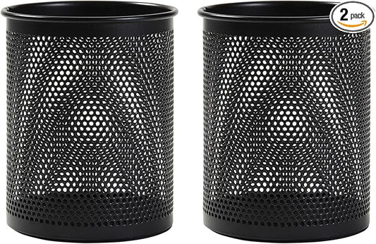 Comix Pen Holder Desk Organizer, Wire Mesh Pencil Cup with Foam Pad and Non-Slip Bottom Office Supplies Desk Accessories for Home Office School, 2 Packs