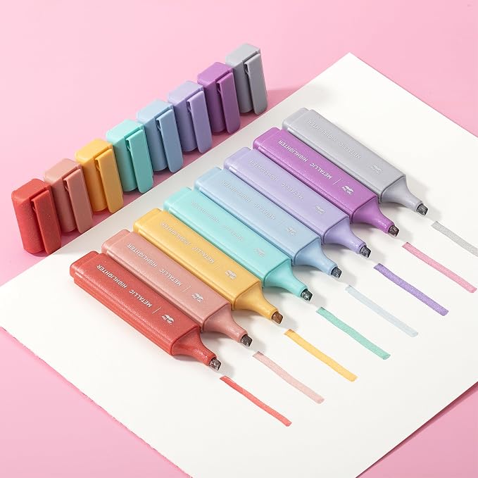 Mr. Pen- Glitter Highlighters, 8 Pack, Metallic Colors | Chisel Tip Highlighter Markers with Shimmer Finish, Smooth Writing Ink for Journaling, Note-Taking, Planning, School
