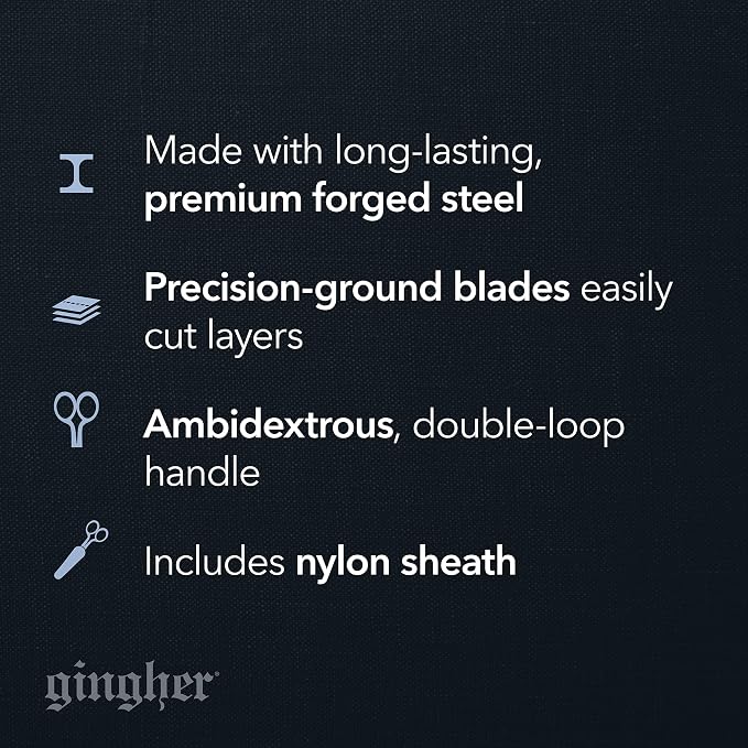 Gingher 5" Straight Fabric Scissors for Cutting Curves & Buttonholes