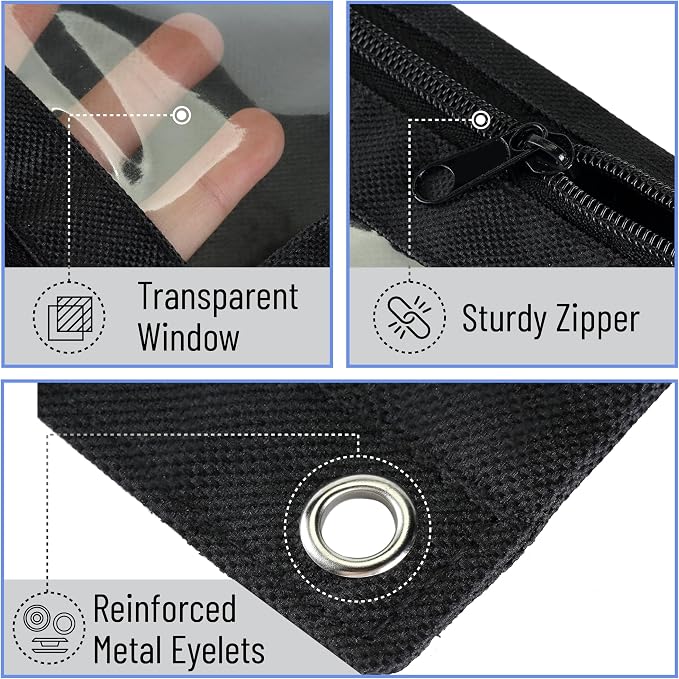 Mr. Pen- Pencil Pouch for 3 Ring Binder, 30 Pack, 10"x6.75", Smooth Zipper | Clear Window, Bulk Large Capacity Pencil Case with 3 Reinforced Grommets for School, Office, Supplies Storage | Clear Window, Bulk Large Capacity Pencil Case with 3 Reinforced...