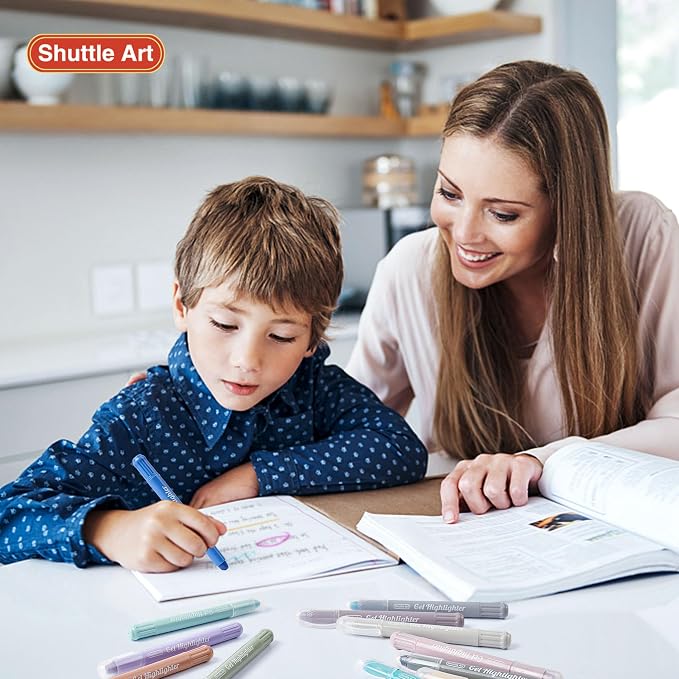 Shuttle Art Bible Highlighters and Pens No Bleed, 12 Dusty Colors Gel Highlighters No Bleed Through, Bible Journaling Supplies, Great for Journaling Highlighting and Studying