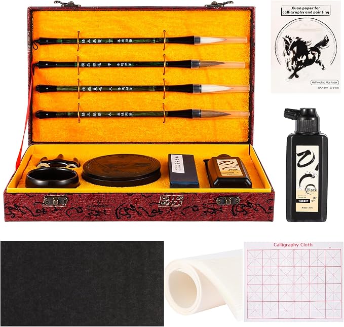 Chinese Calligraphy Brushes Set,Professional Sumi Water Writing, Japanese Painting Set for Beginners