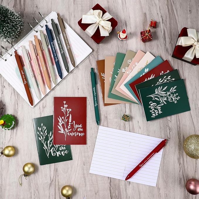 Affrolling 100 Pcs Inspirational Notebooks Bulk Motivational Mini Notepads with Pen Aesthetic Back to School Gift for Students Teacher Nurse Employee Coworker Office Classroom Rewards (Joyous Colors)