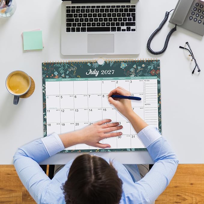 Wall Calendar 2026-2027, Jul 2026 - Dec 2027, 14.8" x 11.57", 18 Month | Calendar 2026-2027, Twin-Wire Binding, Julian Dates, Large Block, Notes & To-do List, Thick Paper, Perfect for Planning
