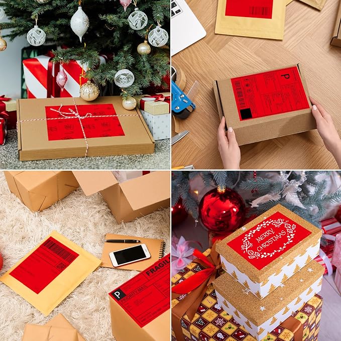 Half-Sheet Printable Shipping Labels- 5 1/2 x 8 1/2- Matte Red Mailing Labels- Laser/Inkjet Compatible - 50/Pack